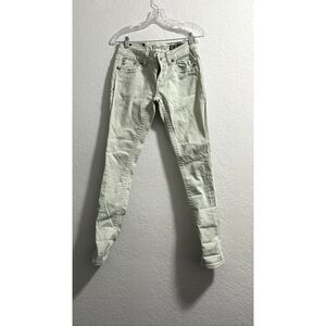Women's Miss Me Honeydew Green Beaded 5 Pocket Design Skinny Jeans Size 28